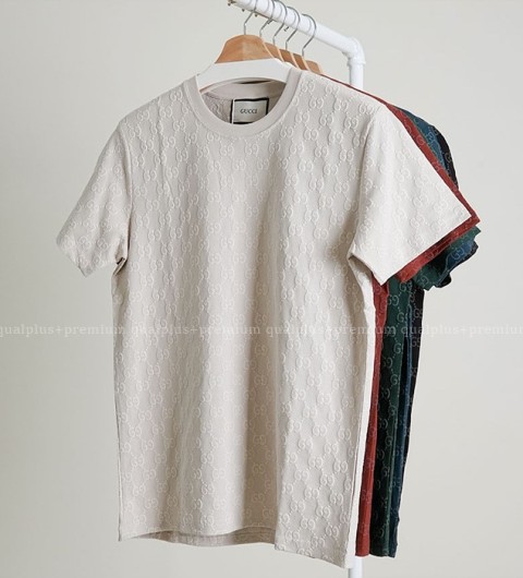 [국내배송] 구* GG 패턴 자카드 라운드 반팔 티셔츠(3color)