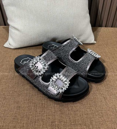 로저비비에 슬라이디 비브 스트라스 버클 슬라이드 슬리퍼 여성용