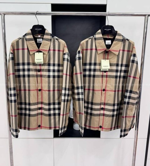 버버리 체크 버튼 윈드브레이커 자켓