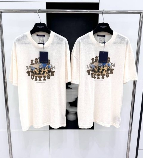 루이비통 그래픽 코튼 앤드 리넨 블랜드 반팔티셔츠