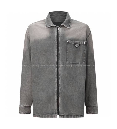 프라다 로고 데님 집업 자켓
