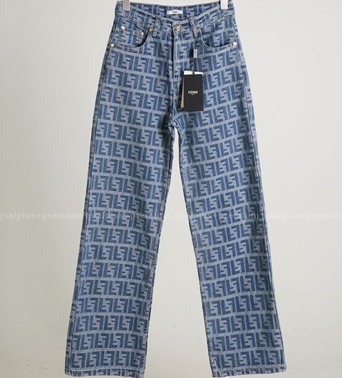 [국내배송] 펜* FF 패턴 와이드 데님 팬츠