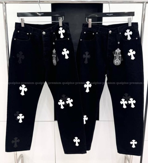 크롬하츠 십자가 패치 데님 팬츠