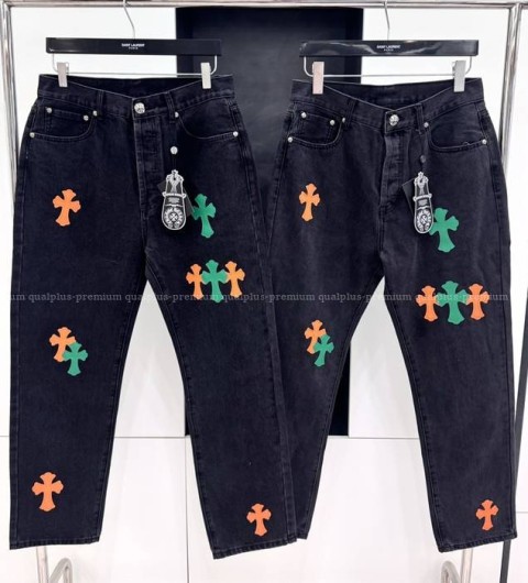 크롬하츠 십자가 패치 데님 팬츠