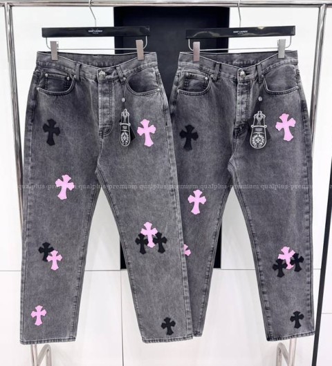 크롬하츠 십자가 패치 데님 팬츠