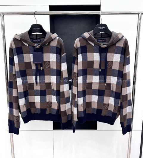 루이비통 다미에 캐시미어 앤드 울 블렌드 후드 니트