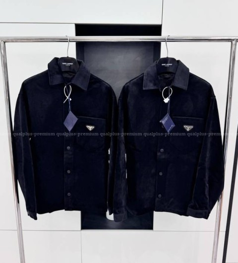 프라다 로고 벨벳 자켓