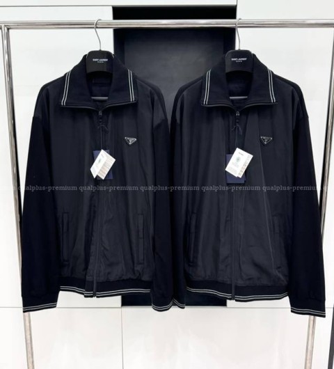 프라다 로고 카라 집업 자켓