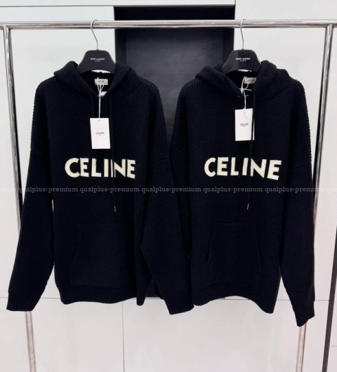 셀린느 로고 후드 니트