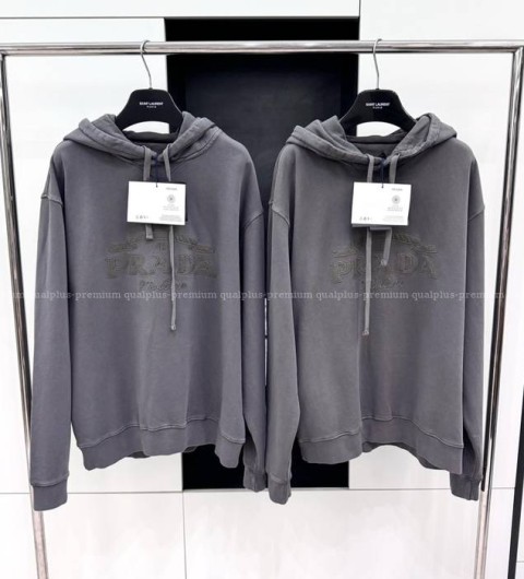 프라다 로고 후드티셔츠