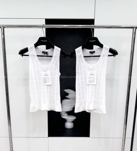 샤넬 24B CC 슬리브리스 니트 나시 여성용