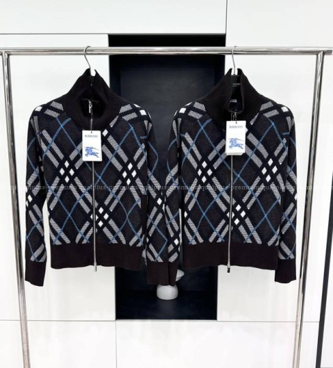 버버리 체크 울 모헤어 블렌드 자켓