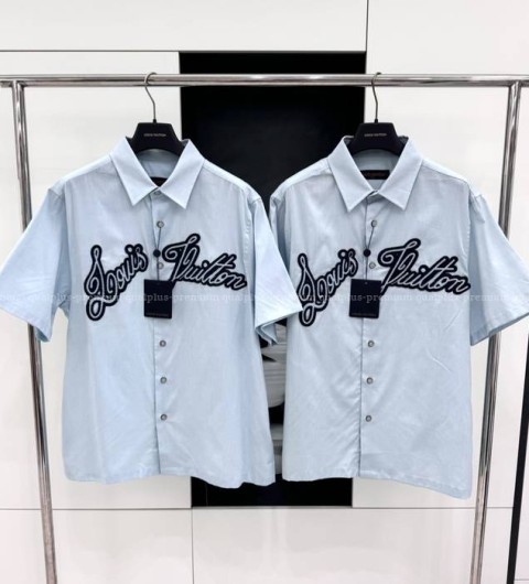 루이비통 엠브로이더드 쇼트 슬리브드 코튼 반팔 셔츠