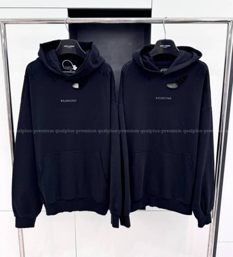 발렌시아가 비즈 로고 후드티셔츠