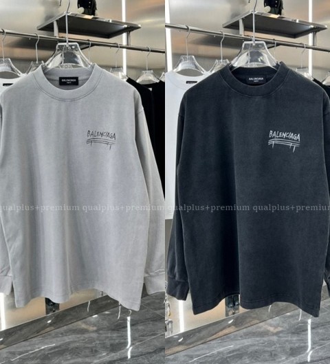 [국내배송] 발*시아가 레터링로고 워싱 라운드 긴팔 티셔츠(2color)