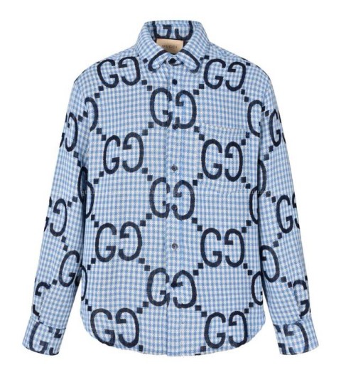구찌 맥시 GG 깅엄 울 셔츠