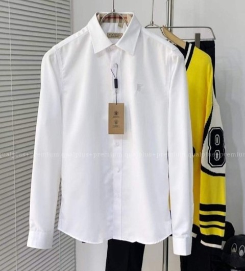 [국내배송] 버*리 자수 포인트로고 면실크 셔츠