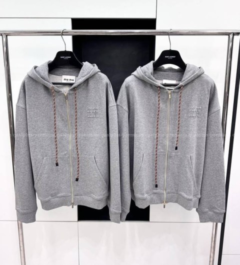 미우미우 코튼 플리스 스웨트셔츠 후드집업 자켓