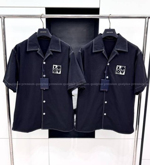 루이비통 엠브로이더드 쇼트 슬리브드 코튼 반팔 셔츠