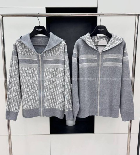 디올 리버서블 후드 지퍼 니트 자켓 여성용