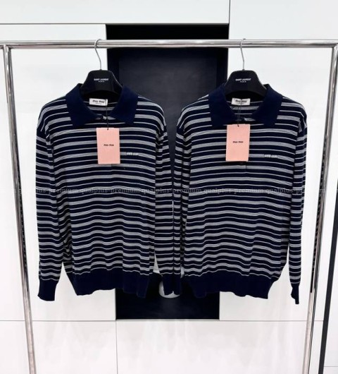 미우미우 스트라이프 폴로 니트