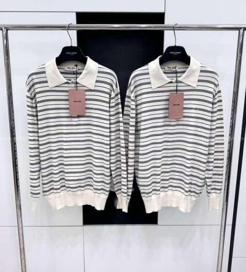 미우미우 스트라이프 폴로 니트