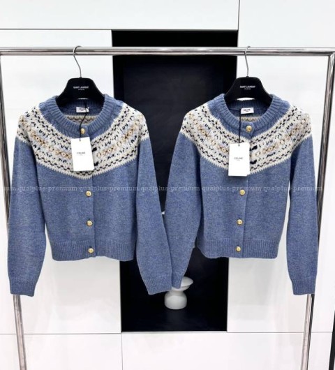 셀린느 트리오페 페어 아일 울 가디건 여성용