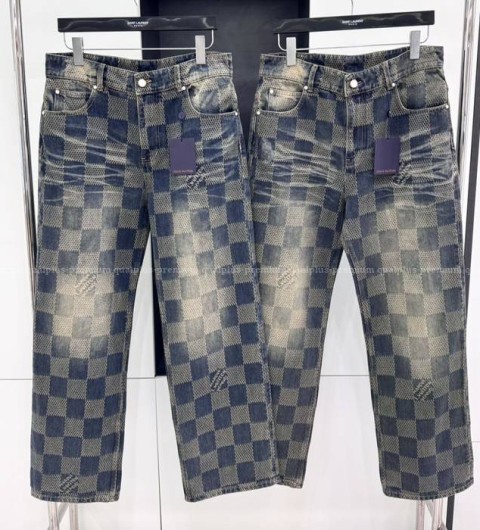 루이비통 다미에 워시드 데님 스케이트 팬츠