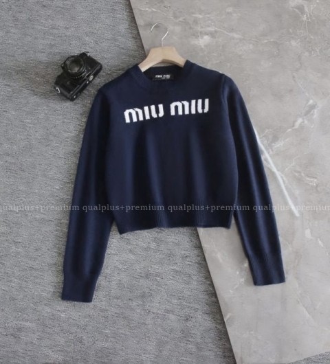 [국내배송] 미*미우 여성 로고 양모 니트