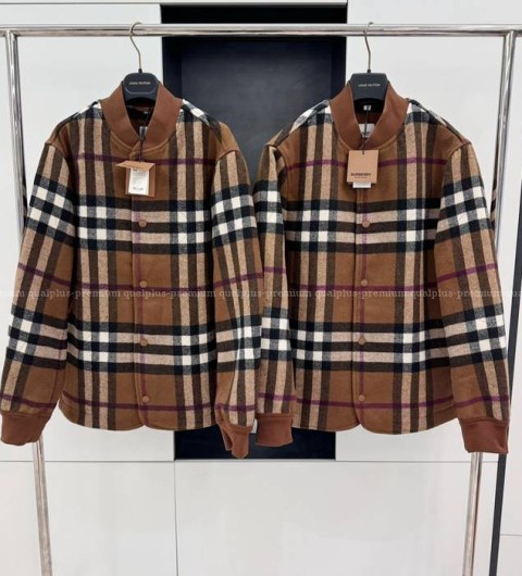 버버리 체크 울 보머 자켓