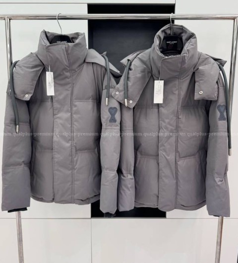 아미 로고 후드 패딩