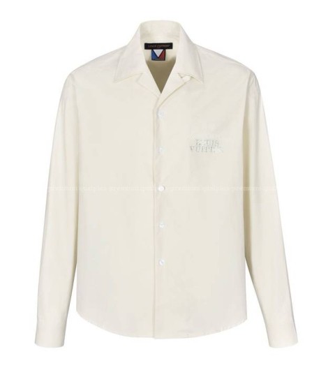 루이비통 엠벨리시드 오픈 칼라 롱 슬리브드 셔츠