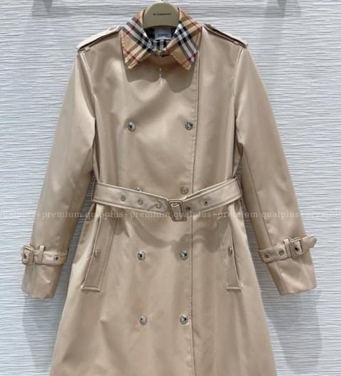 [국내배송] 버*리 빈티지 체크트림 벨트 트렌치코트