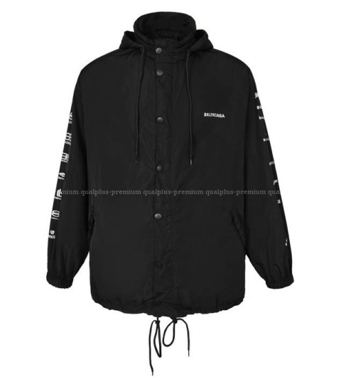 발렌시아가 로고 후드 트렌치 자켓