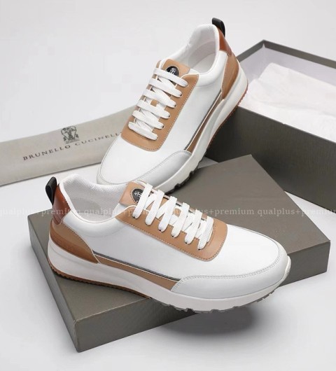 [국내배송] 브*넬로 쿠치넬리 서클 로고 레더 화이트 베이지스니커즈