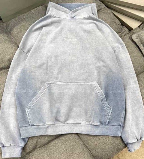 [국내배송] 발*시아가 블루 워싱 후드티셔츠