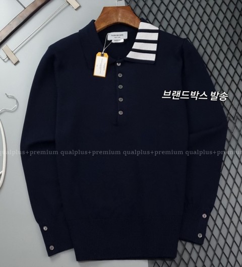 [국내배송] 톰*라운 넥4바 스트라이프 메리노 카라 울니트