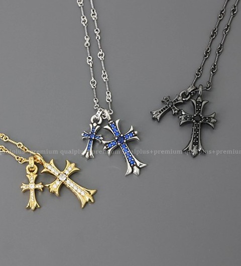 [국내배송] 크*하츠 CH 타이니 크로스 파베다이아 펜던트 목걸이(3color)