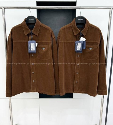 프라다 로고 코듀로이 셔츠