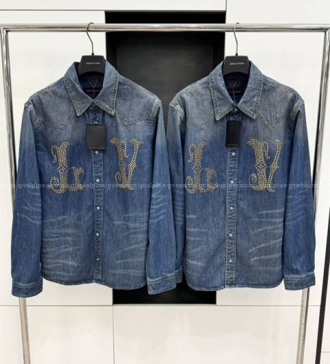 루이비통 피티드 롱 슬리브드 데님 셔츠