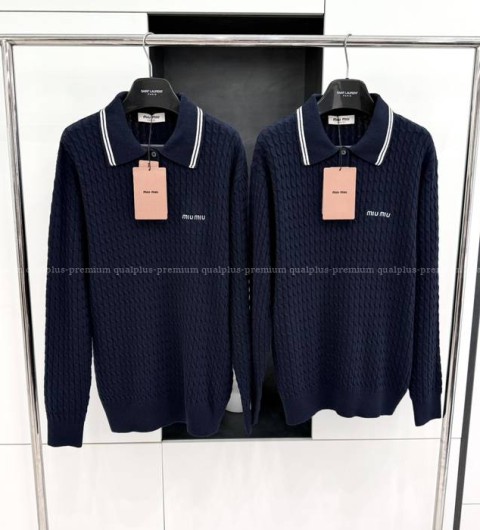 미우미우 케이블 폴로 니트