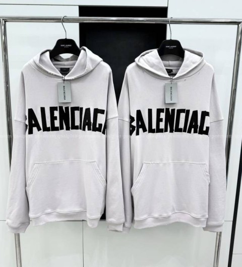 발렌시아가 테이프 타입 후드티셔츠