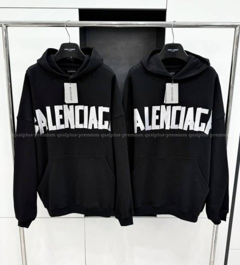 발렌시아가 테이프 타입 후드티셔츠