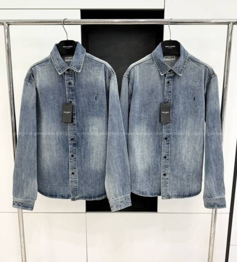 입생로랑 로고 데님 셔츠