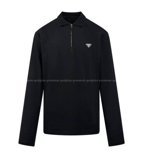프라다 로고 반집업 폴로 긴팔티셔츠