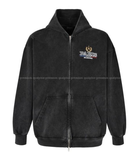 발렌시아가 파리 로고 위싱 후드집업 자켓