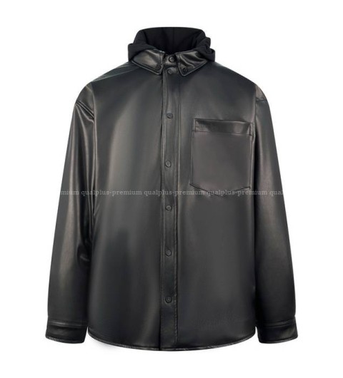 발렌시아가 레더 후드 자켓