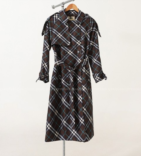 [국내배송] 버*리 롱 체크 코큰 블렌드 트렌치코트