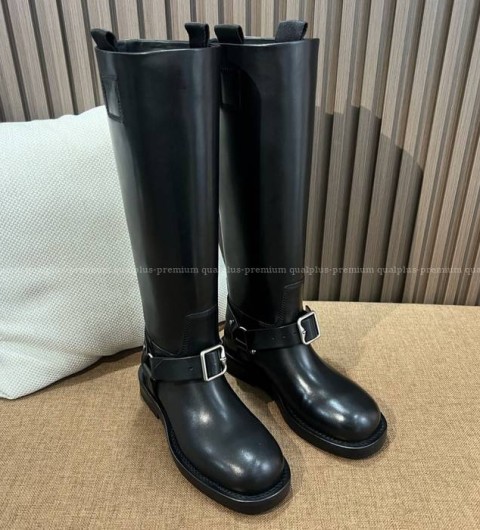 버버리 레더 새들 톨 부츠 여성용