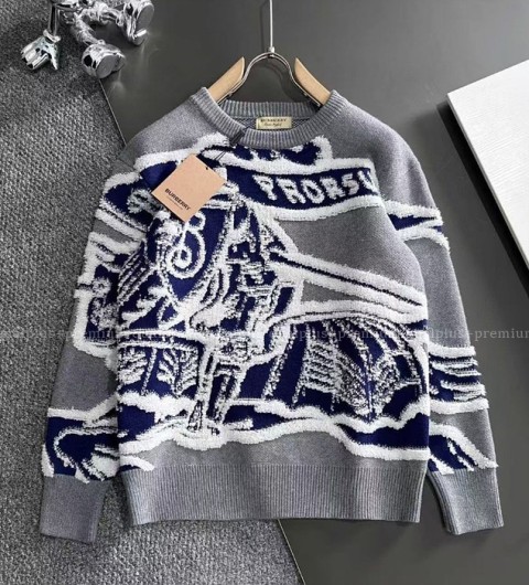 [국내배송] 버*리 빅로고 인타르시아 자카드 스웨터 니트